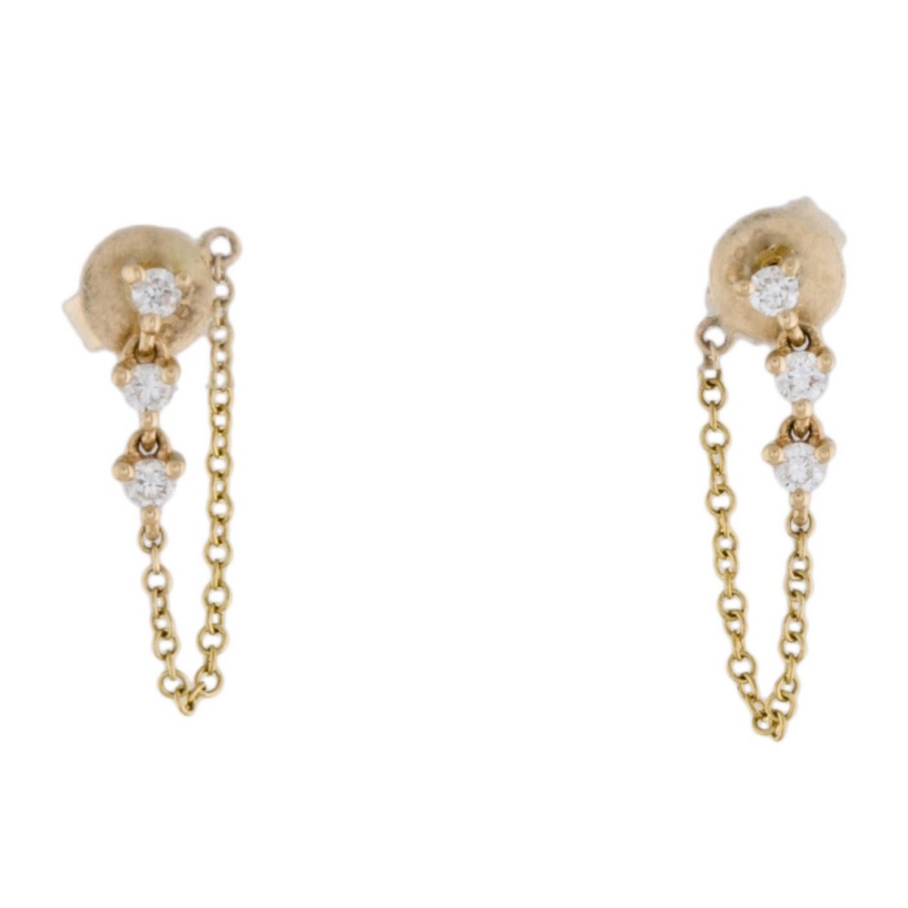 14k gold diamond drop earrings